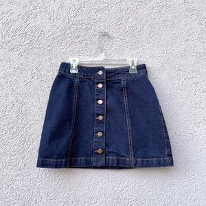 New Look Petite Button Up Denim A-Line Skirt